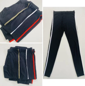 Womens Leggings Side Stripe Soft Touch Red Olive White Stripe Ex High St - Picture 1 of 11
