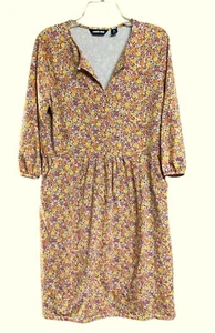Lands End Womens Vintage 90s Dress Size M Floral Pink Yellow Stretch Homey - Picture 1 of 7
