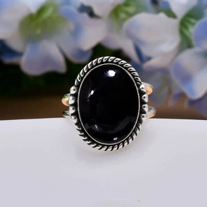 Black Onyx Gemstone 925 Sterling Silver Jewelry Ring All Size, Birthday Gift - Picture 1 of 4