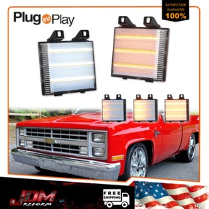 For Chevy GMC Pickup Truck Clear Switchback LED DRL Corner Dynamic Signal Lights - Picture 1 of 11