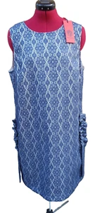 ANA SOUSA Blue & White Floral Lace/Crochet Effect Sleeveless Shift Dress Size 16 - Picture 1 of 14