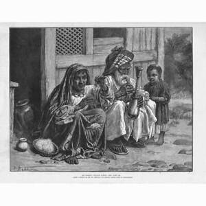 AFGHANISTAN Scene in an Afghan Village Antique Print 1879