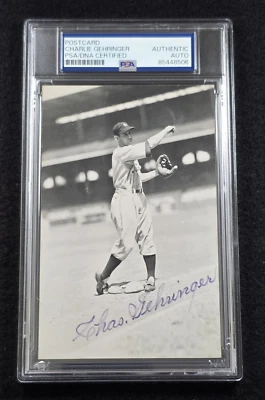 CHARLES GEHRINGER Signed Real Photo Postcard-HOF-DETROIT-TIGERS-PSA - Image 1 of 4
