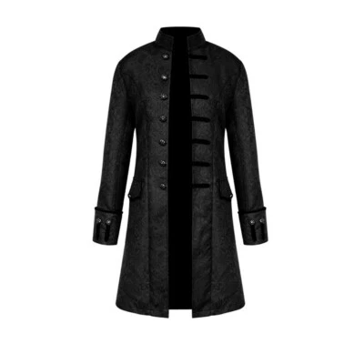 Casaco masculino cor sólida elegante steampunk retrô uniforme colarinho Cosplay  - Imagem 1 de 4