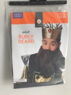 NIP ADULT BURLY BEARD HALLOWEEN  KING MEDIEVAL PIRATE MENS BOYS COSTUME BROWN - Image 1 of 3