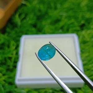 2.8 Carats Turquoise Color Round Cabochon Natural Apatite Gemstone - Picture 1 of 4