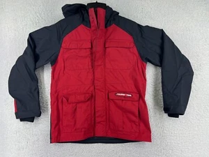 Cabelas Jacket Womens Large Red Black Hooded Windbreaker 100% Nylon Hooded - Picture 1 of 15