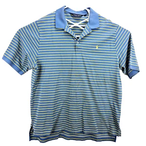 Polo Golf Ralph Lauren Mens Polo Shirt Size XXL S/S 3 Button Blue/Yellow Striped - Picture 1 of 11