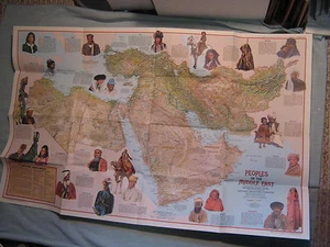 VINTAGE MIDDLE EAST CULTURAL MAP PEOPLES National Geographic July 1972 - Picture 1 of 2