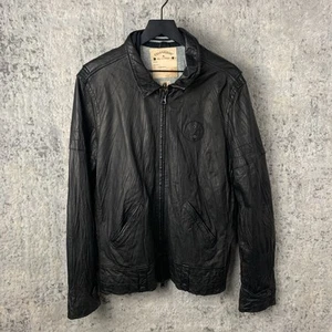 John Varvatos Converse Leather Jacket XL Black Lined Full Zip Moto Biker Men's - Picture 1 of 16