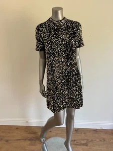 TED BAKER Sequin Dress Womens TB 4 UK 14 Aubriyy Black Velvet Gold Sequin NEW - Picture 1 of 22
