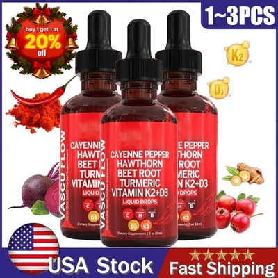 Cayena Pimienta Espino Remolacha Raíz Cúrcuma Vitamina K2+D3 Gotas Líquidas 60ML Foto 1 de 4