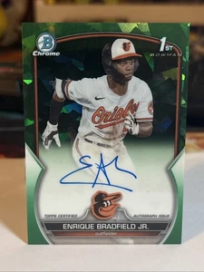 2023 Bowman Sapphire Enrique Bradfield Jr Chrome 1st Green Auto #/99 - Picture 1 of 2