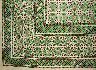 Colcha de algodón tapiz indio con estampado de bloques marroquí 108" x 88" Full-Queen Foto 1 de 2