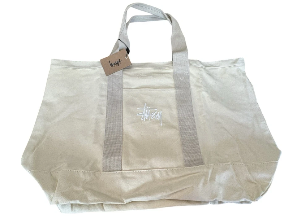 Bolso de Mano Stussy Extra Grande Lona Ropa de Trabajo Crema Latte Nuevo Foto 1 de 4