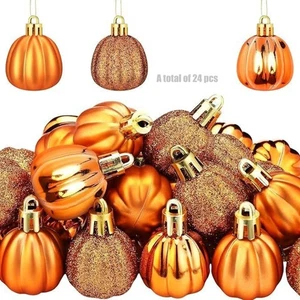 24 Pcs Pumpkin Ball Decorations Thanksgiving Hanging Ornament for Christmas - Picture 1 of 8