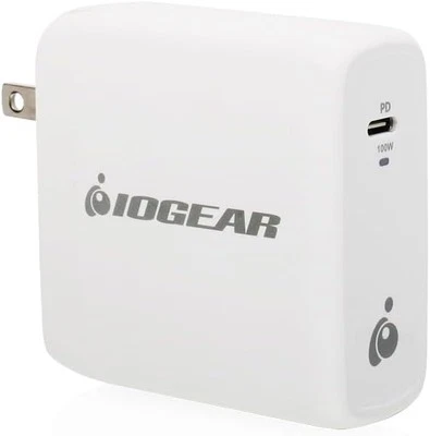 Carregador IOGEAR GearPower 100W USB-C GaN, compatível com todos os tipos C branco  - Imagem 1 de 4