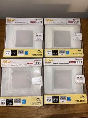 4X Utilitech LED 65w/10.8w 650 Lumens Recessed Retrofit Downlight - Image 1 of 3