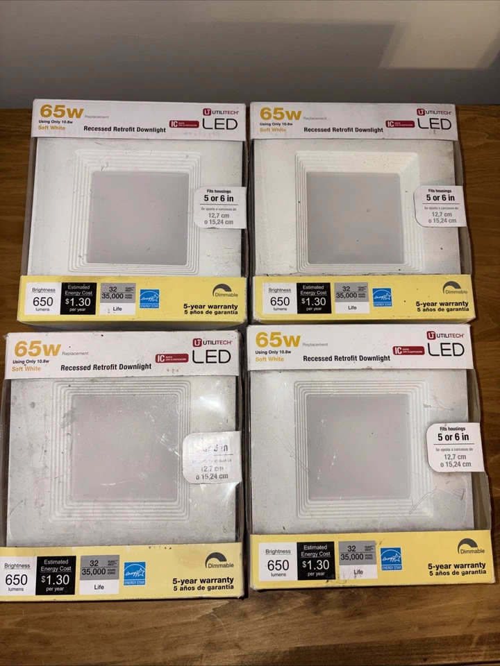 4X Utilitech LED 65w/10.8w 650 Lumens Recessed Retrofit Downlight - Image 1 of 3