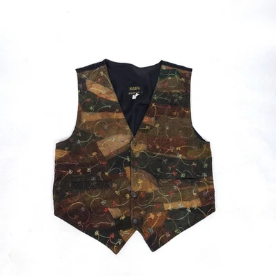 Chaleco de Cuero Koda Patchwork XL Marrón Negro Multicolor Bordado De Colección Foto 1 de 4