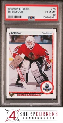 Cubierta superior #55 Ed Belfour RC 1990 Blackhawks Hof PSA 10 Foto 1 de 2