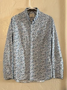 Level Ten Mens Modern Blue Floral  Button Down Long Sleeve Shirt Size S - Picture 1 of 4