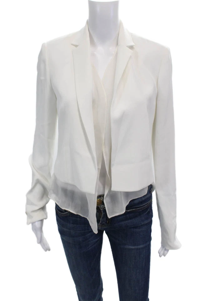 Blazer Elizabeth and James Mujer Texturizado Manga Larga Plisado Blanco Talla 4 Foto 1 de 4