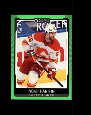 #335 Noah Hanifin Calgary Flames 2021-22 O-Pee-Chee Neon Green Border /50 - Image 1 of 2