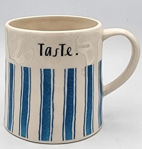 Taza de café Rae Dunn sabor rayas azules colección artesanal magenta 16 oz hoyuelos - Imagen 1 de 8