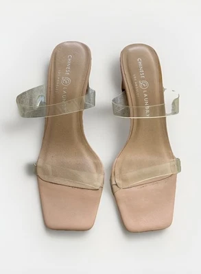 Sandalias chinas de tacón translúcido estilo robo color transparente talla 7,5/38 - Imagen 1 de 4