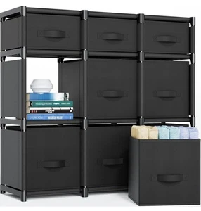 Stylish 9 Cube Storage Organizer with Drawers - Easy Assembly & Compact Design - Picture 1 of 7