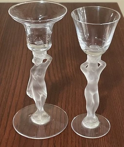 2 Bayel Crystal Frosted Glass Goddess France - Picture 1 of 13