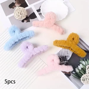 5 Pezzi Fermagli per Capelli Artiglio di Peluche - Clip per Squalo Soffici per Updos, Fermagli per Capelli Spessi - Foto 1 di 8
