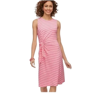 Talbots rosa & weiß gestreiftes Kleid 1X zierlich Seitenknoten cool bequem Strand - Bild 1 von 9