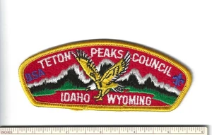 EM SCOUT BSA CSP TETON PEAKS CONSEJO IDAHO WYOMING PARCHE ÁGUILA FUSIONADA AZUL IDENTIFICACIÓN FDL - Imagen 1 de 1