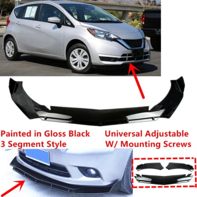 Add-on Universal For 2017-2019 Nissan Versa Note Front Bumper Lip Splitter Black - Image 1 of 4