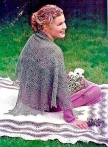 LACE FIELD OF FLOWERS SHAWL to KNIT with 3 DIFFERENT YARN WEIGHTS  FIBER TRENDS - Picture 1 of 1