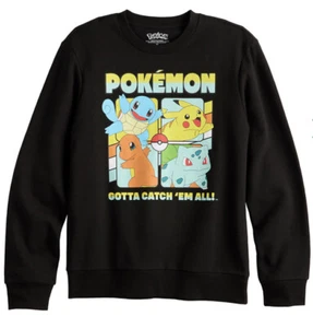 NWT Pokemon Gotta Catch ‘Em All Graphic Mens Large Black Crewneck Sweatshirt - Picture 1 of 2