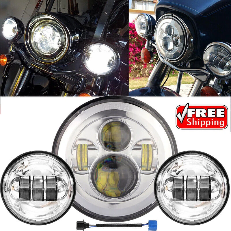 Faro LED 7" + luces de paso para Yamaha V-Star XVS 650 1100/Road Star 1600 Foto 1 de 4