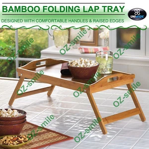 Wooden Bamboo Folding Tray BAMBOO FOLD UP LAP TRAY Tea Coffee Table Breakfast - Picture 1 of 3