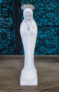 VINTAGE Virgin Mary With Gold Halo Religious BUD VASE Figurine MARKED Elegant - Picture 1 of 9