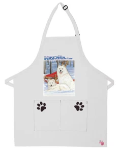 Samoyed Dog Apron Two Pocket Bib Apron with Adj Neck - Picture 1 of 1