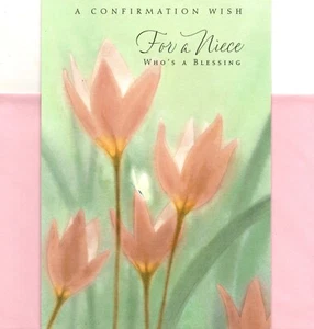 Congratulations Niece Confirmation Confirmed Pink Flowers Theme Hallmark Card - Picture 1 of 3