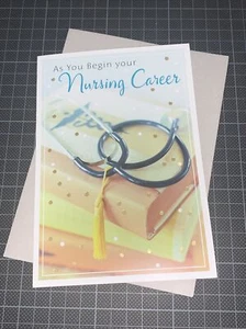 Hallmark Nursing Degree Graduation Card: Skills Knowledge Dedication Touch Lives - Picture 1 of 6