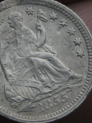 1855 O Seated Liberty Half Dime with Arrows, New Orleans, XF Details Cover
