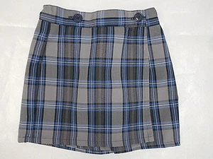 Girls R/K Blue & Gray Plaid Box Pleat Culotte Uniform Skort Sizes 3 - 6X - Picture 1 of 6