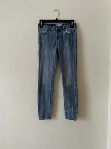 RSQ Jeans Ibiza Skinny Blue White Striped Medium Wash Stretch Girls Size 12 - Picture 1 of 6