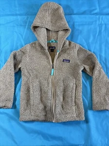 Girl's Patagonia Los Gatos Tuber Tan Fuzzy Fleece Hoody Full Zip Up Jacket Sz Xs - Picture 1 of 9