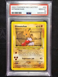 PSA 10 Hitmonchan - 69/105 2002 Neo Destiny Unlimited Rare Pokemon Card - Picture 1 of 2