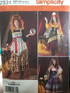 Simplicity Gypsy costume sewing pattern sizes 6-22 2331 uncut fortune teller - Picture 1 of 2